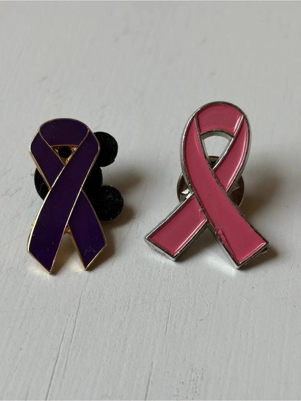 Set of 2 Enamel Breast Cancer Cause Awareness Brooch Pinback Tac Hat Lapel Pin